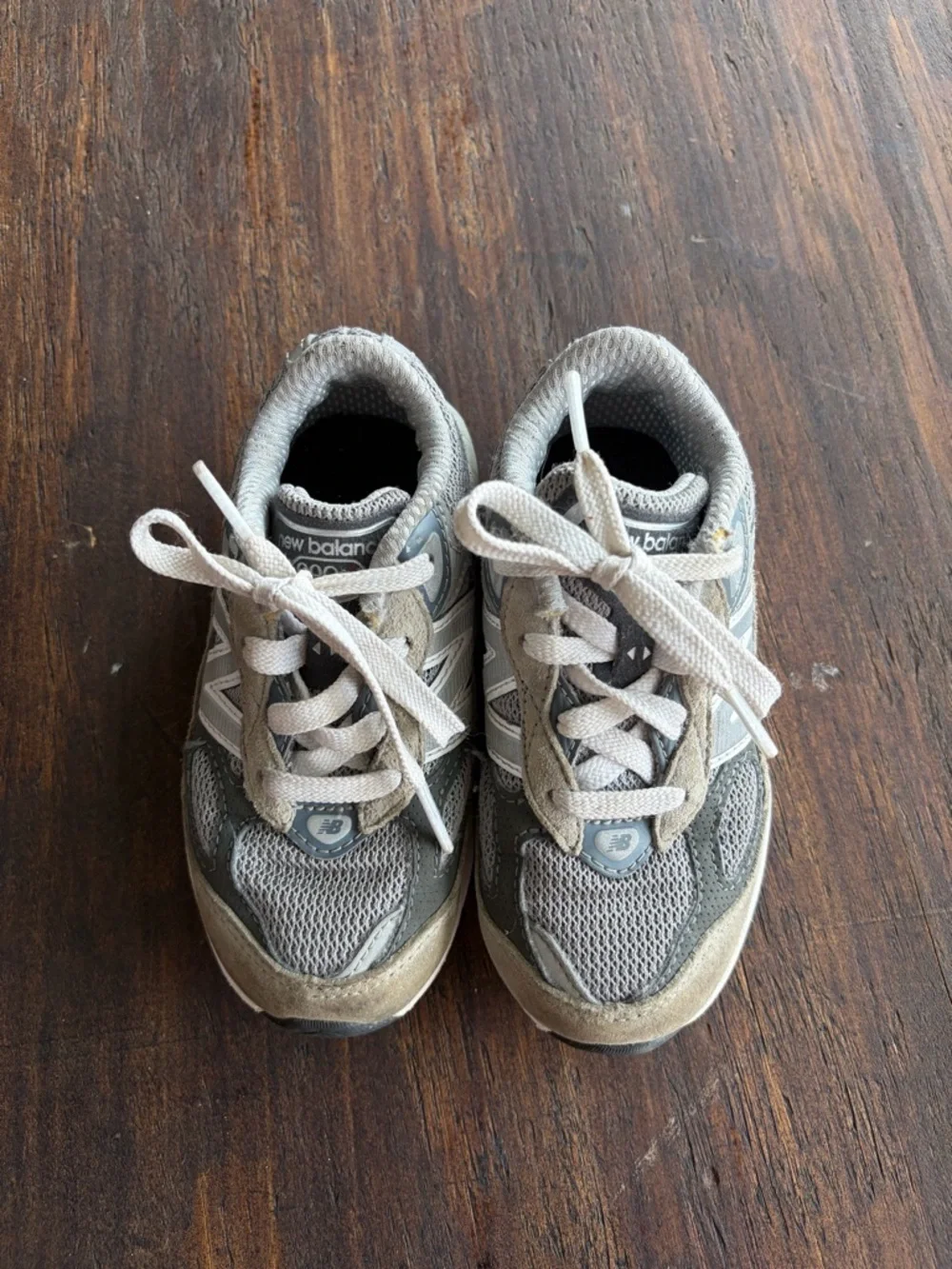 New Balance Kids' Gray and White Athletic Sneakers - Picture 2 of 4